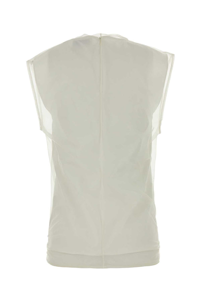 Ivory Stretch Tulle Genero Top Bianco Maglie