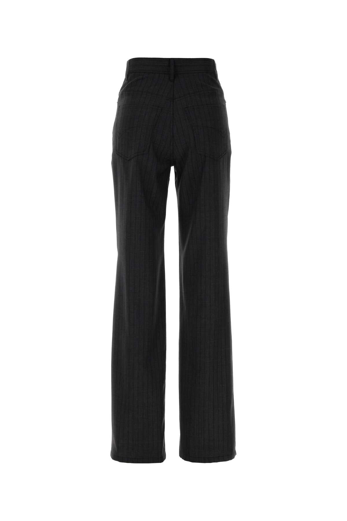 Embroidered Wool Palazzo Pant Grey/red Exterior: Lining: Cupro Pantaloni