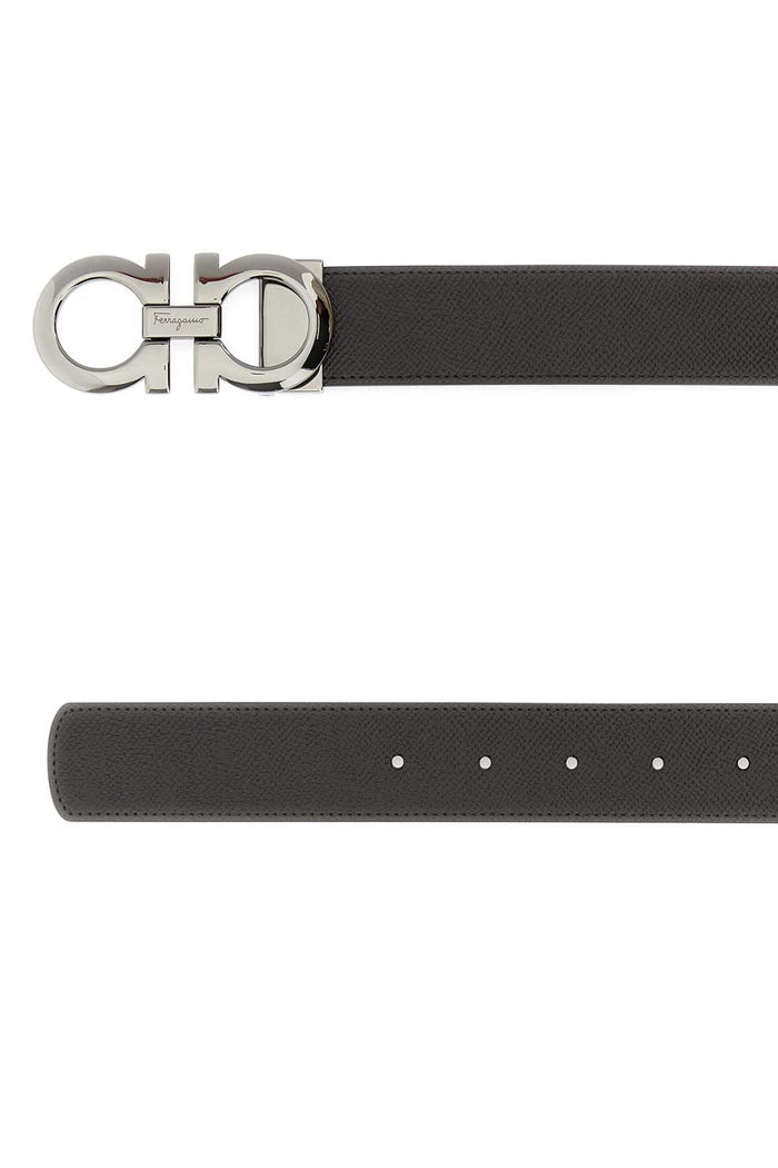 Dark Brown Leather Reversible Belt Tmoronero Calf Cinture