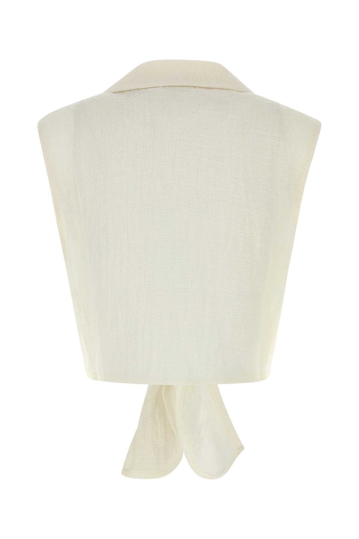 Ivory Linen Sanabog Shirt White Exterior: Camicie