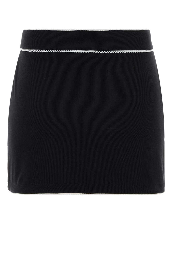 Black Stretch Cotton Mini Skirt Bk99black Exterior: Elastane Gonne