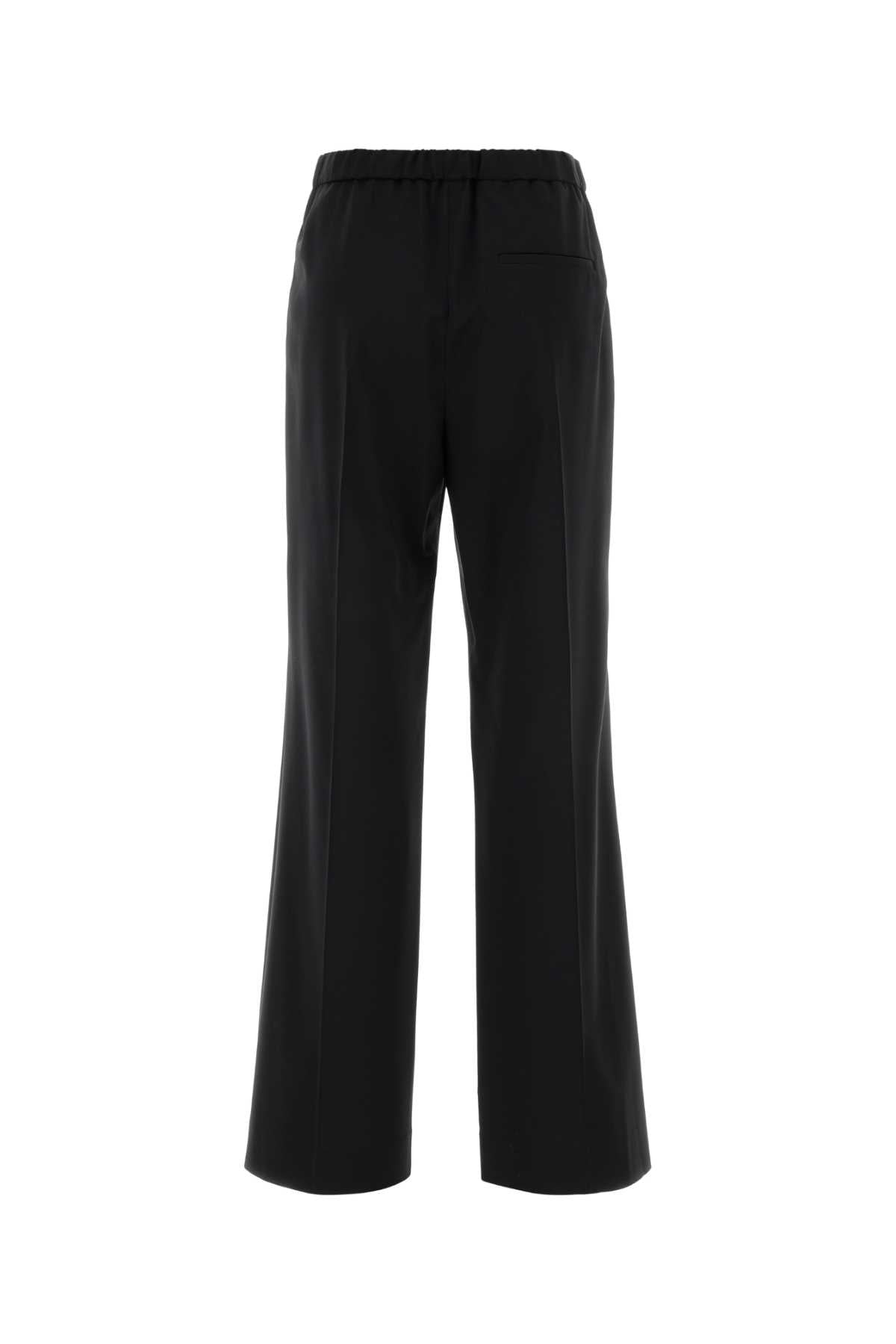 Black Wool Wide-Leg Pant Exterior: Pantaloni