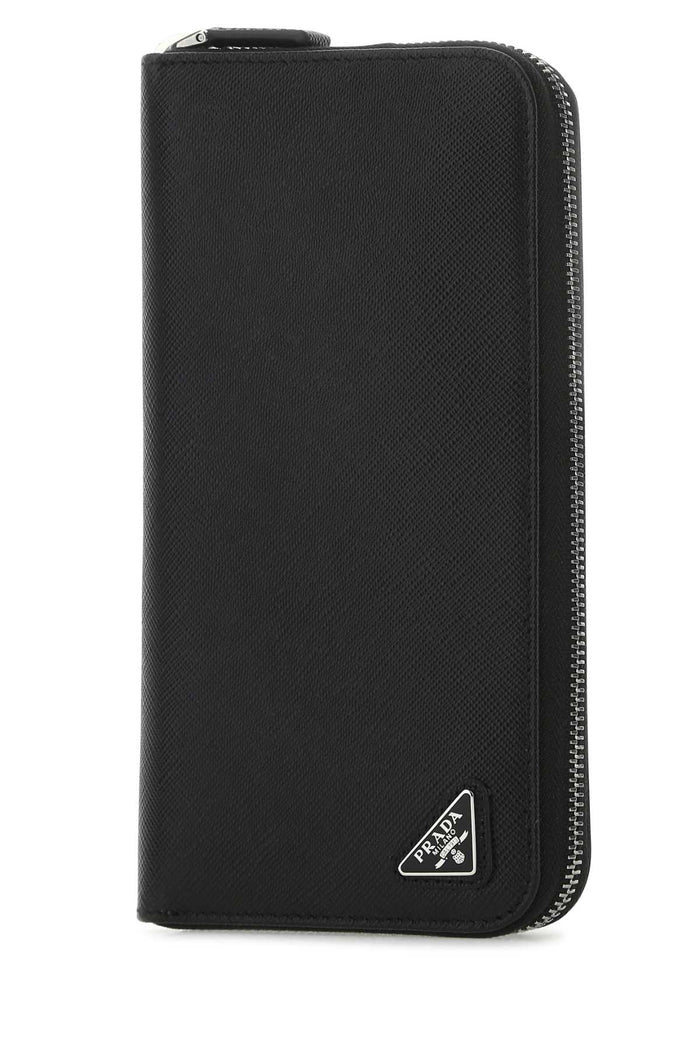 Black Leather Wallet F0002 Vitello Portafogli