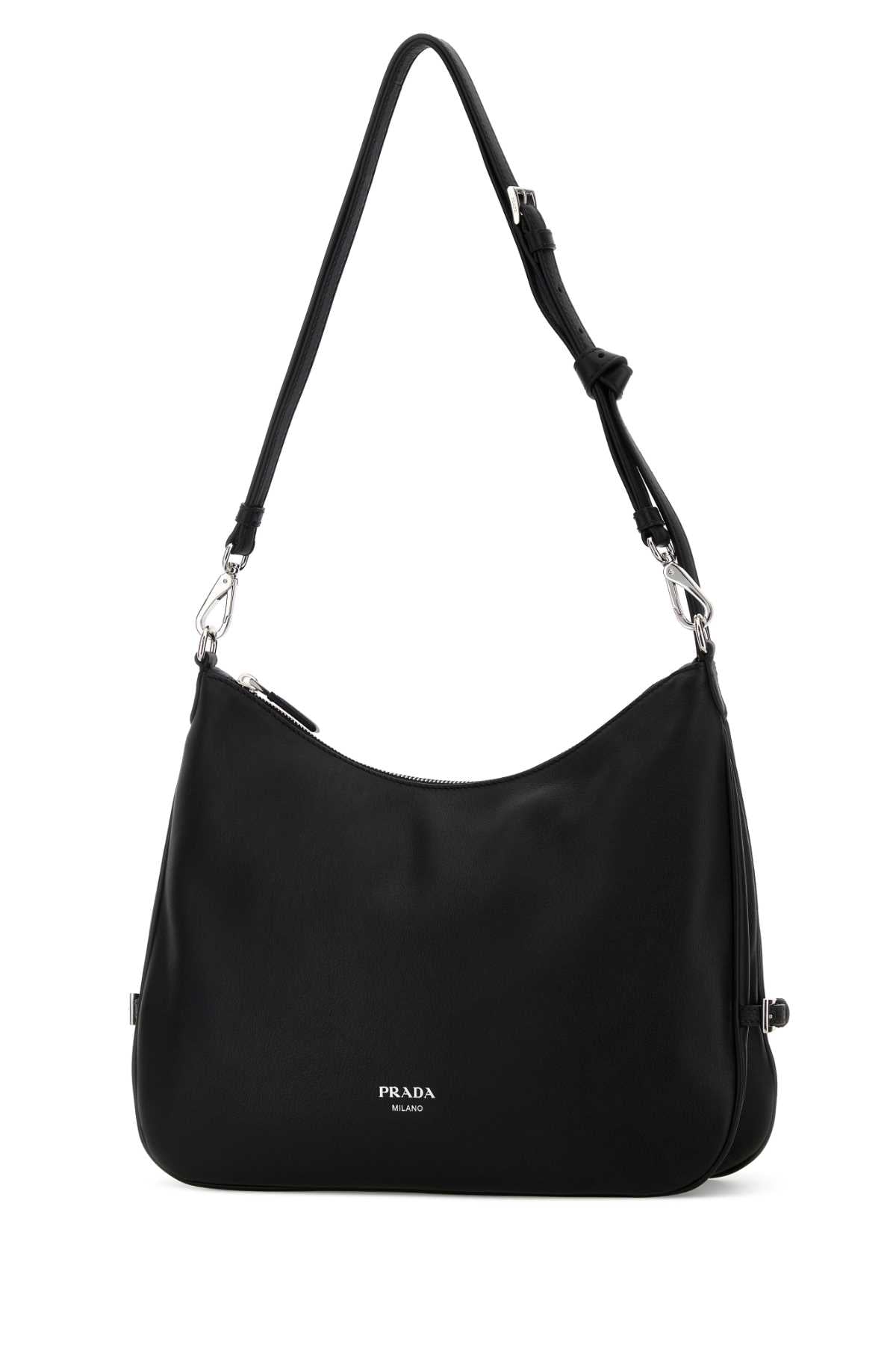 Black Leather Large Prada Fold Shopping Bag Nero Borse A Mano
