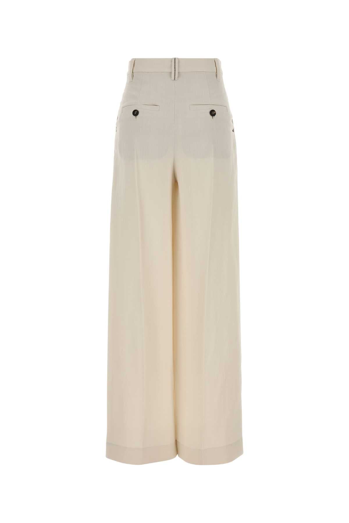 Ivory Viscose Blend Wide-Leg Pant C579 Exterior: Linen Pantaloni