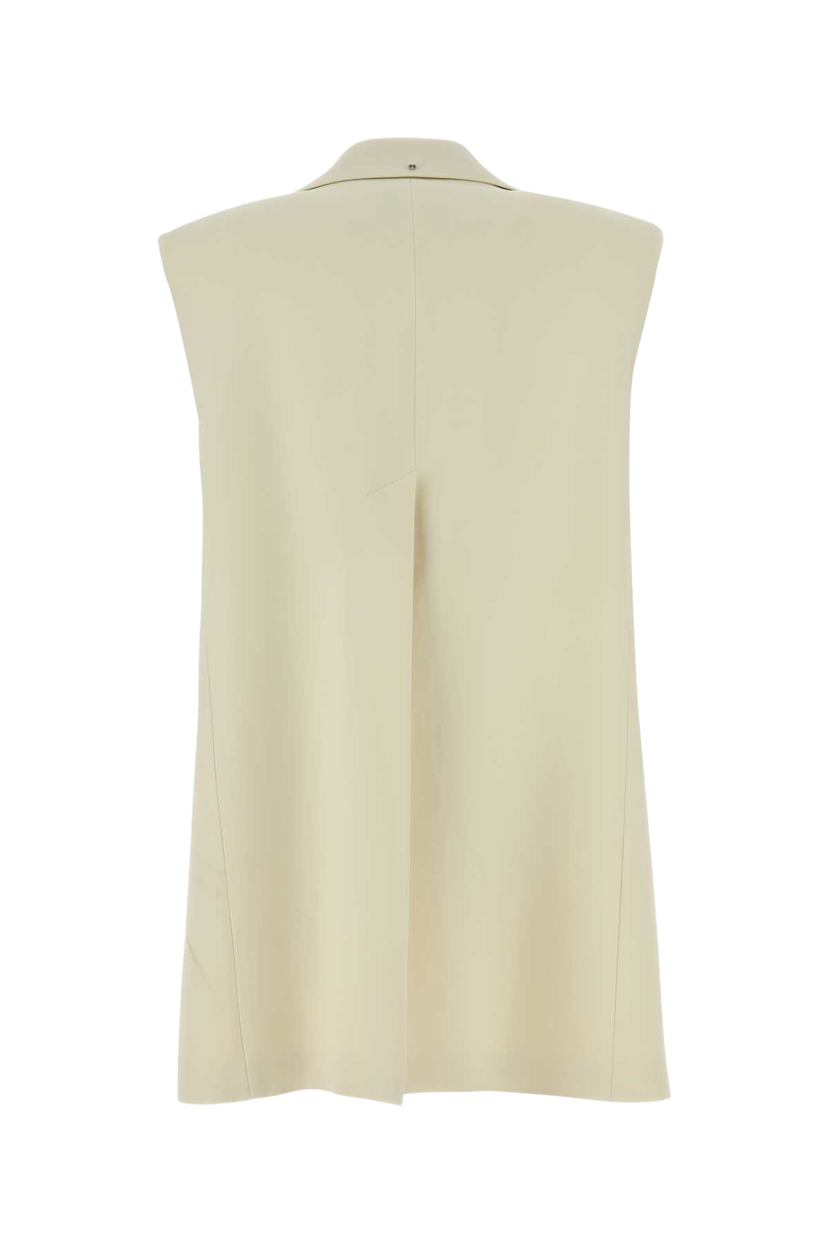 Cream Stretch Crepe Campale Vest Bianco Avorio Giacche E Gilet