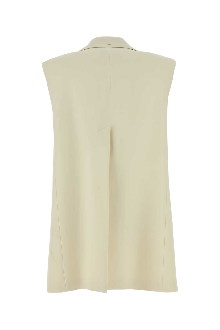 Cream Stretch Crepe Campale Vest Bianco Avorio Giacche E Gilet