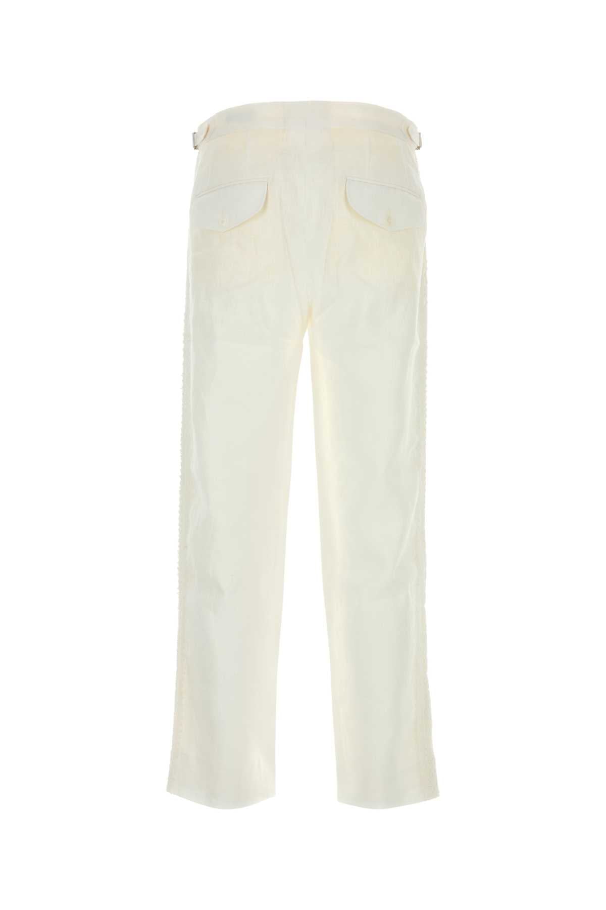 White Linen Salt Pant Pantaloni