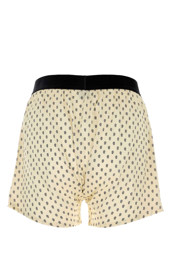Printed Stretch Satin Boxer Ivory Se Ea Intimo