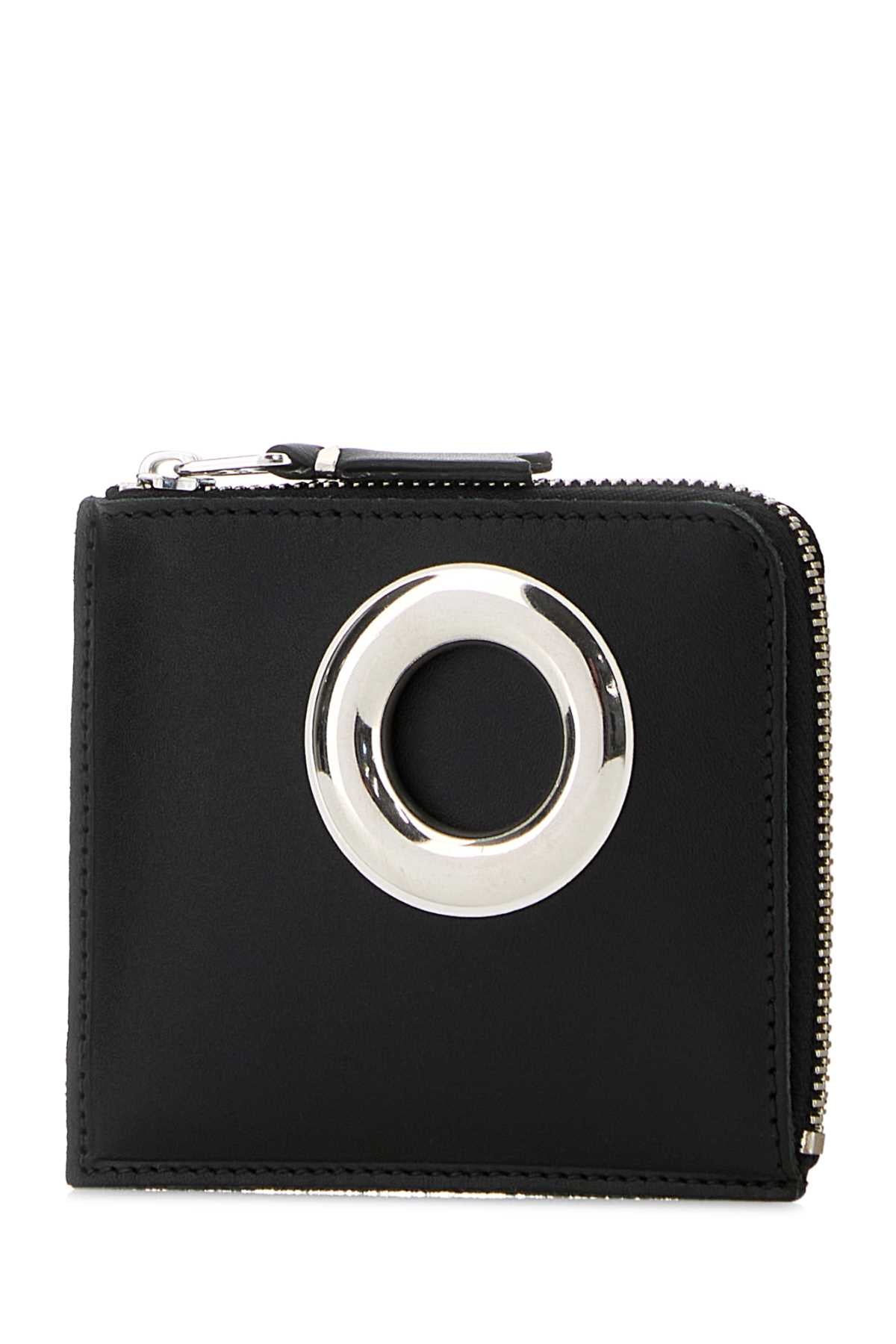 Black Leather Card Holder Portafogli