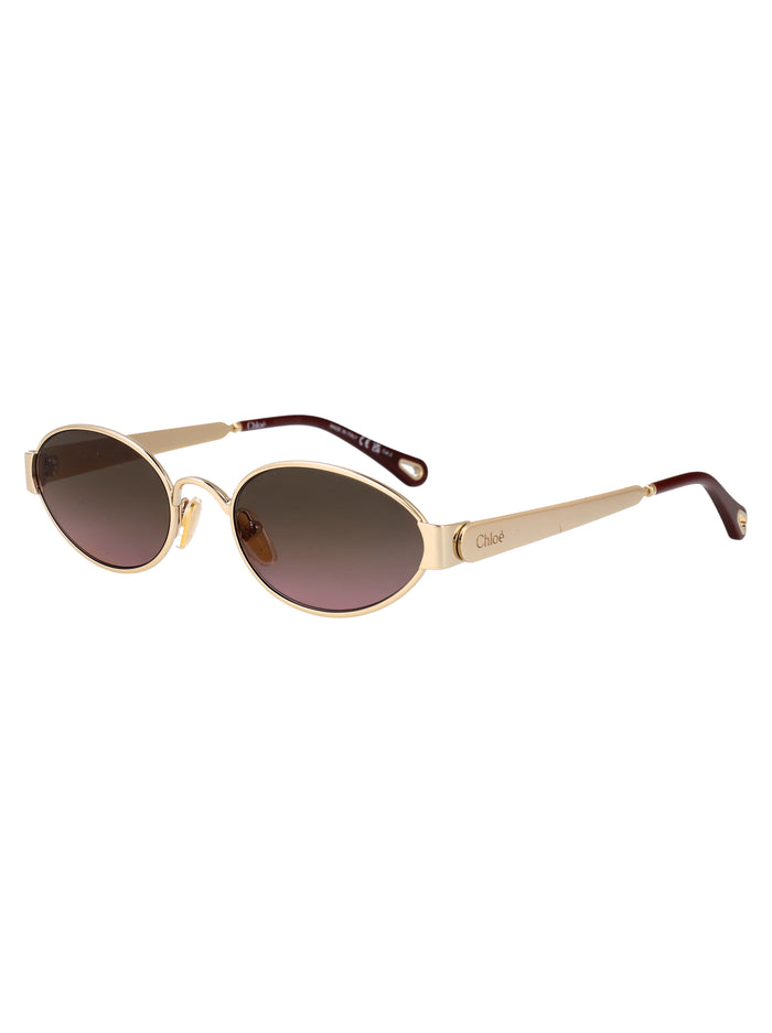 Ch0355s Gold-gold-green Metal Sunglasses