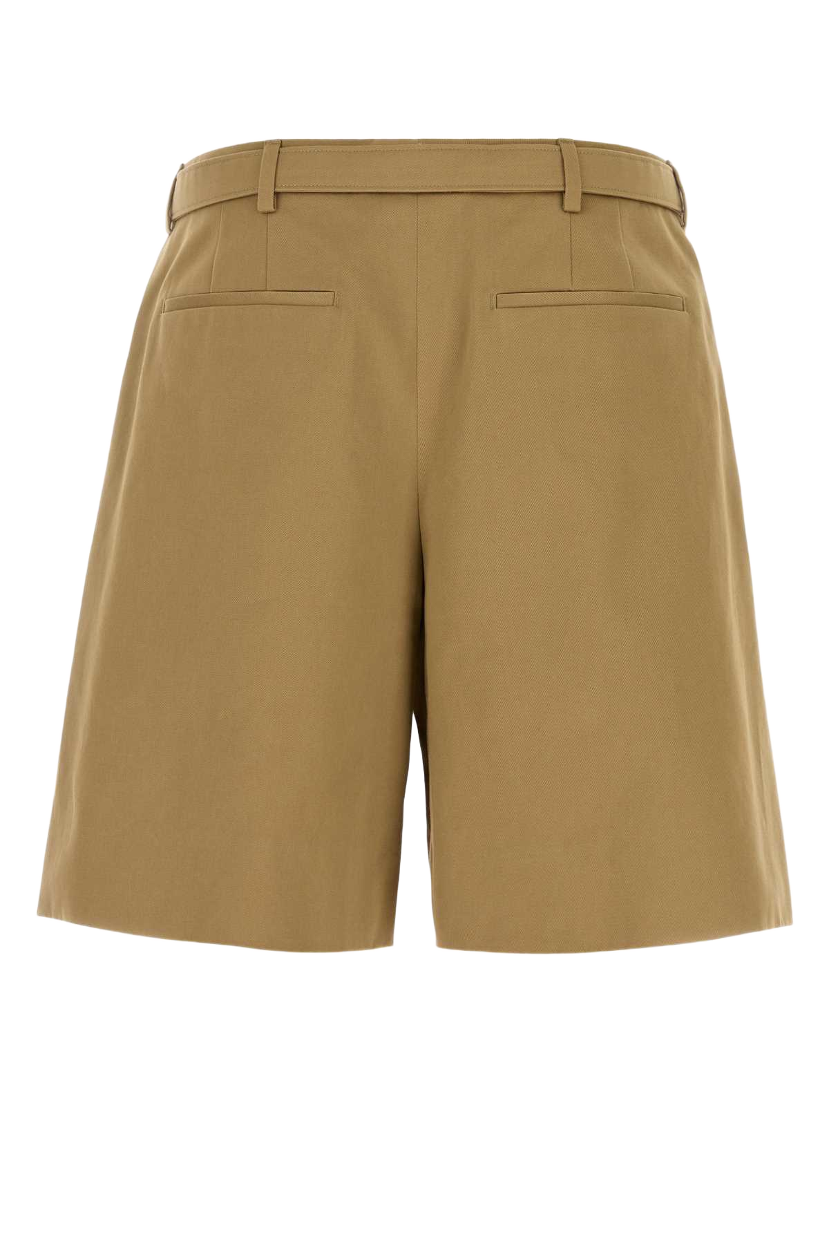 Beige Drill Bermuda Shorts Exterior: Cotton