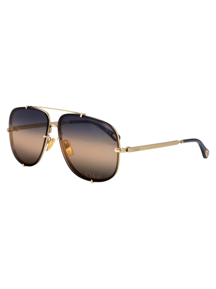Ch0348s Gold-gold-blue Metal Sunglasses