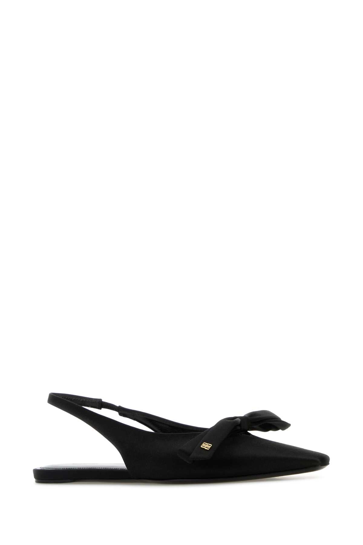 Black Satin Ballerinas Black/gold Ballerine