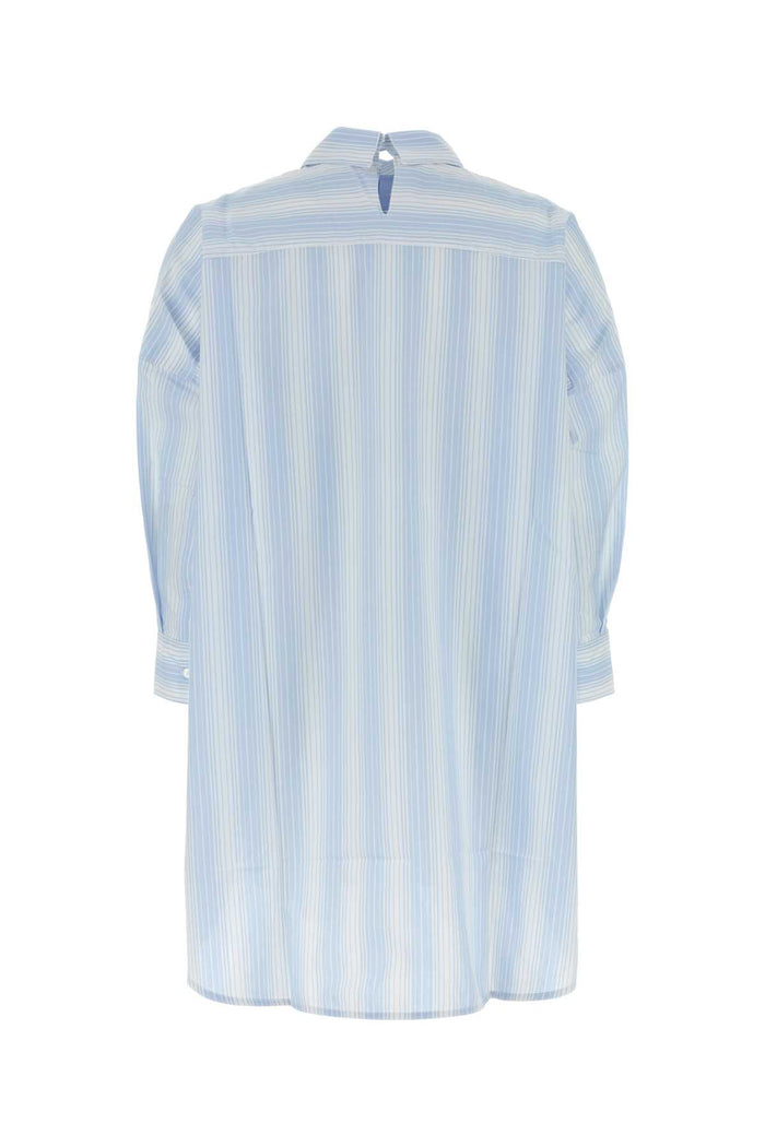 Embroidered Cotton Oversize Shirt Lightblue Exterior: Camicie