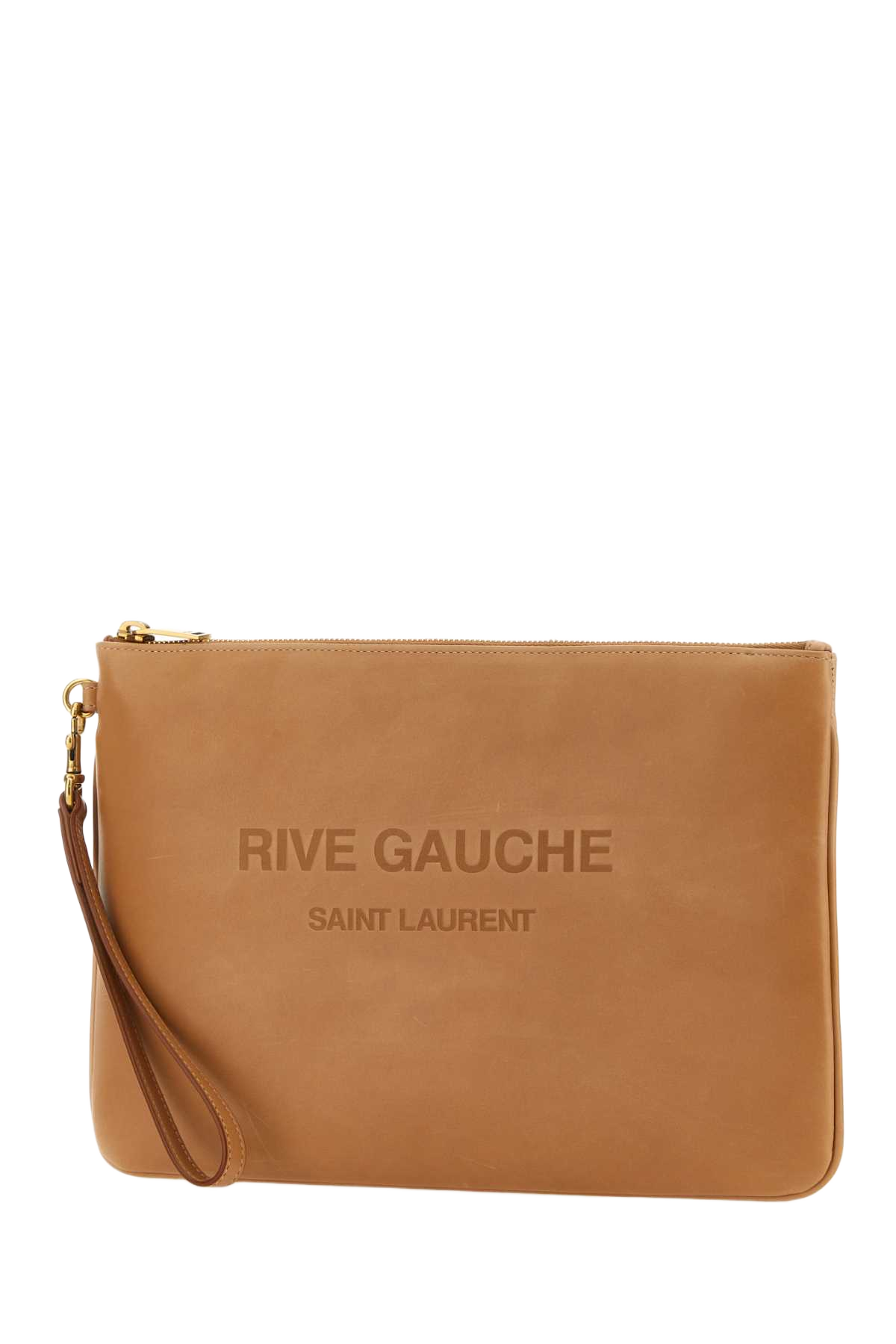 Camel Leather Clutch Multicolor