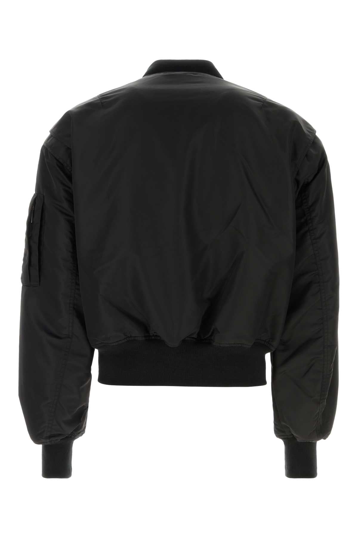 Black Nylon Bomber Jacket Oil Maglie