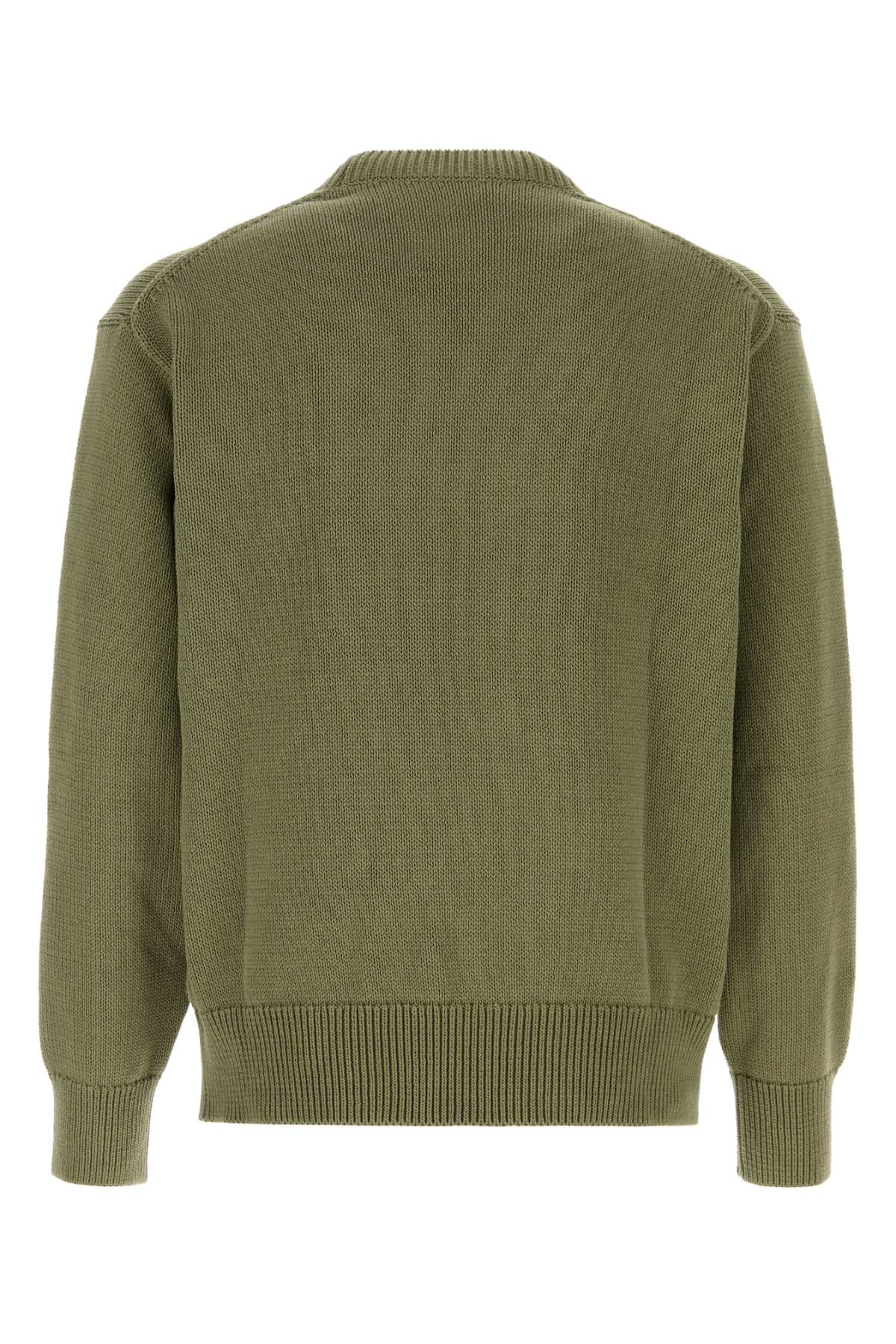 Olive Green Cotton Sweater Khaki Exterior: Maglieria