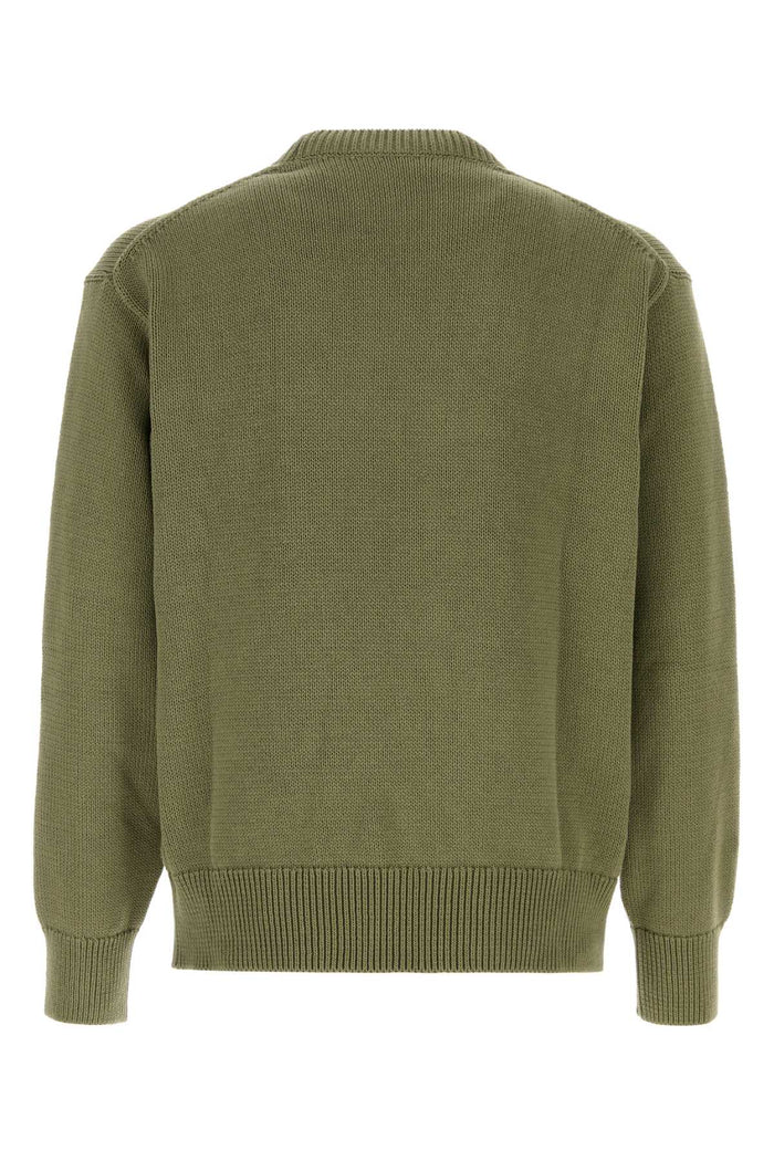 Olive Green Cotton Sweater Khaki Exterior: Maglieria