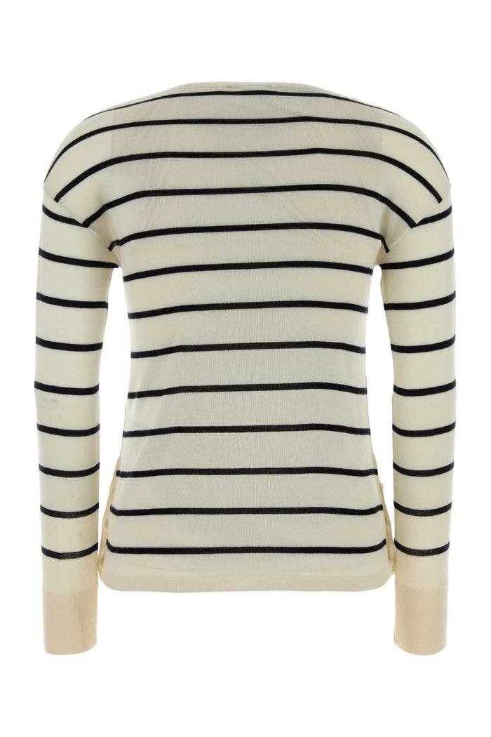Embroidered Cashmere Blend Tabella Sweater Bianco/blu Exterior: Silk Maglieria