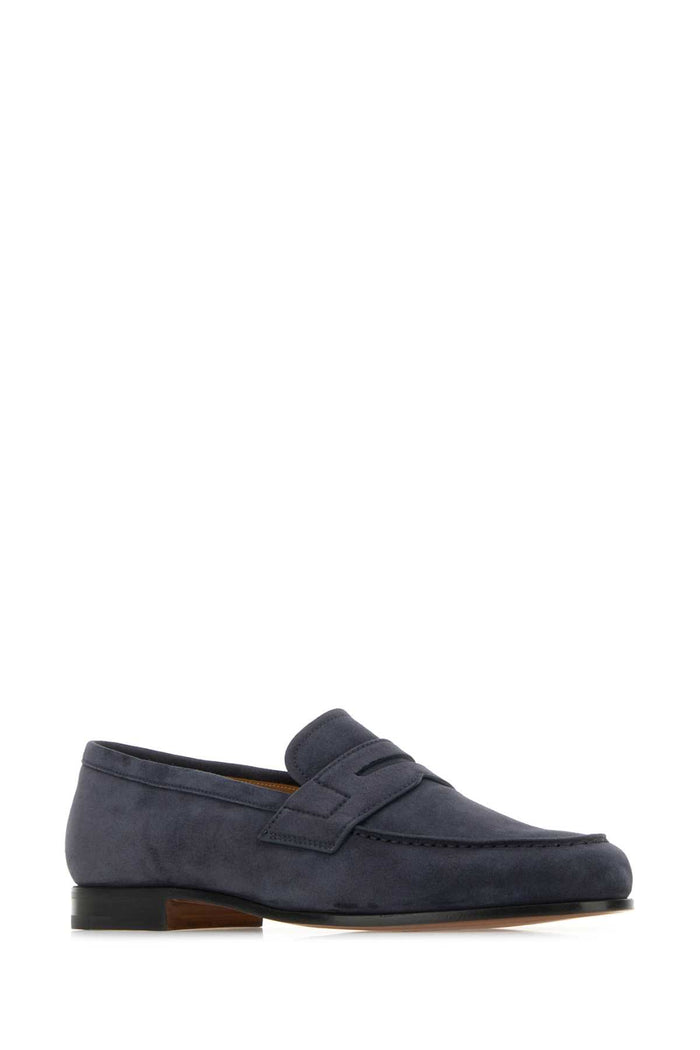 Navy Blue Leather Heswall Loafers Mocassini