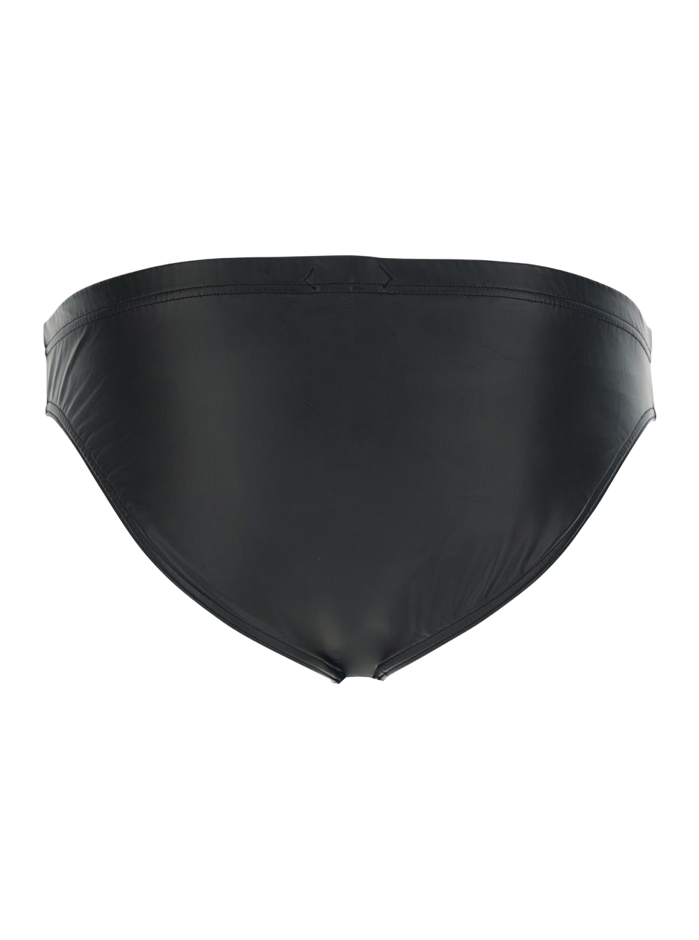 Brief Faux Leather Black With Laminated Jersey Detail For Men Polyester Elastane Beachwear