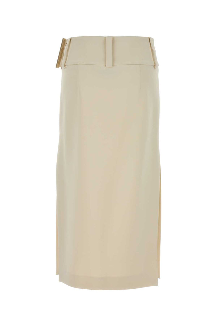 Ivory Stretch Viscose Fronda Skirt Bianco Avorio Exterior: Elastane Gonne