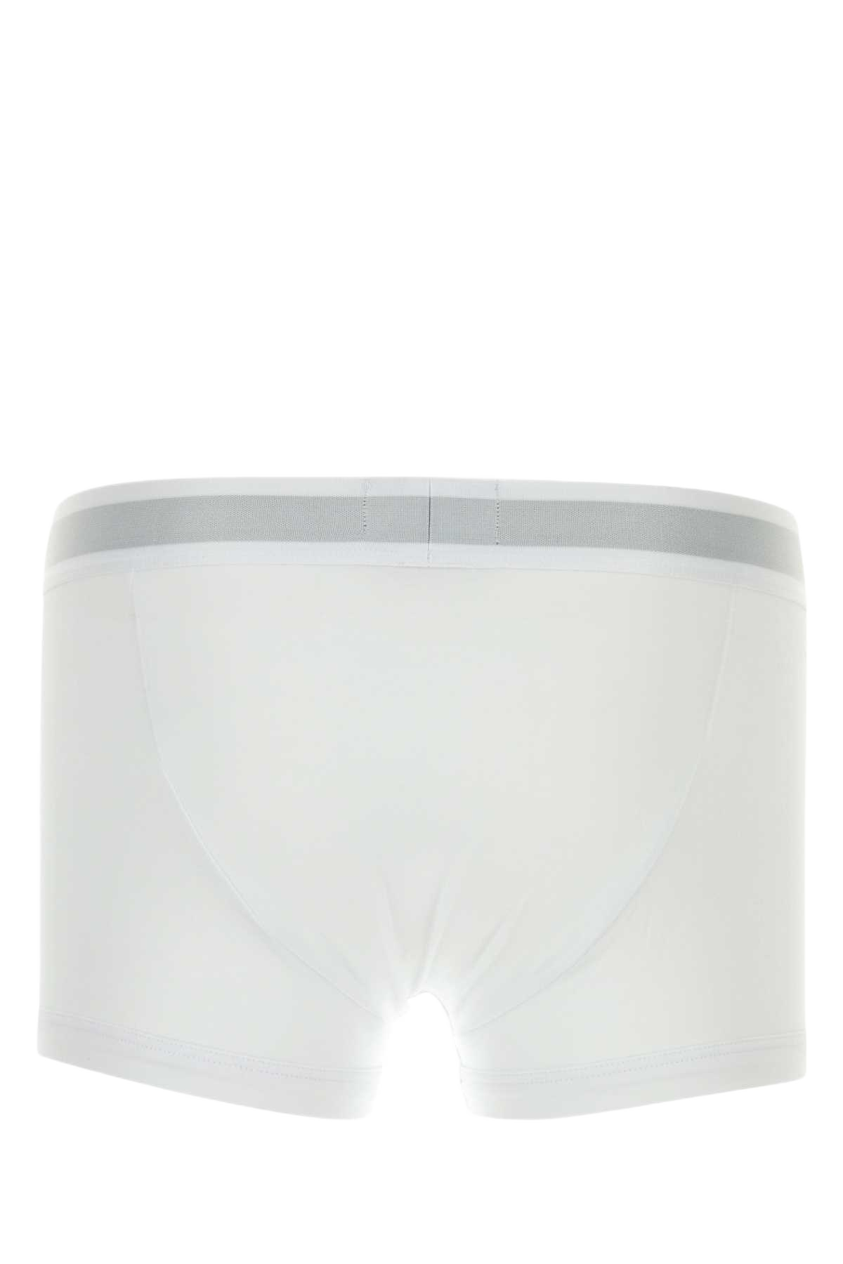 White Stretch Cotton Boxer Exterior: Elastane Intimo