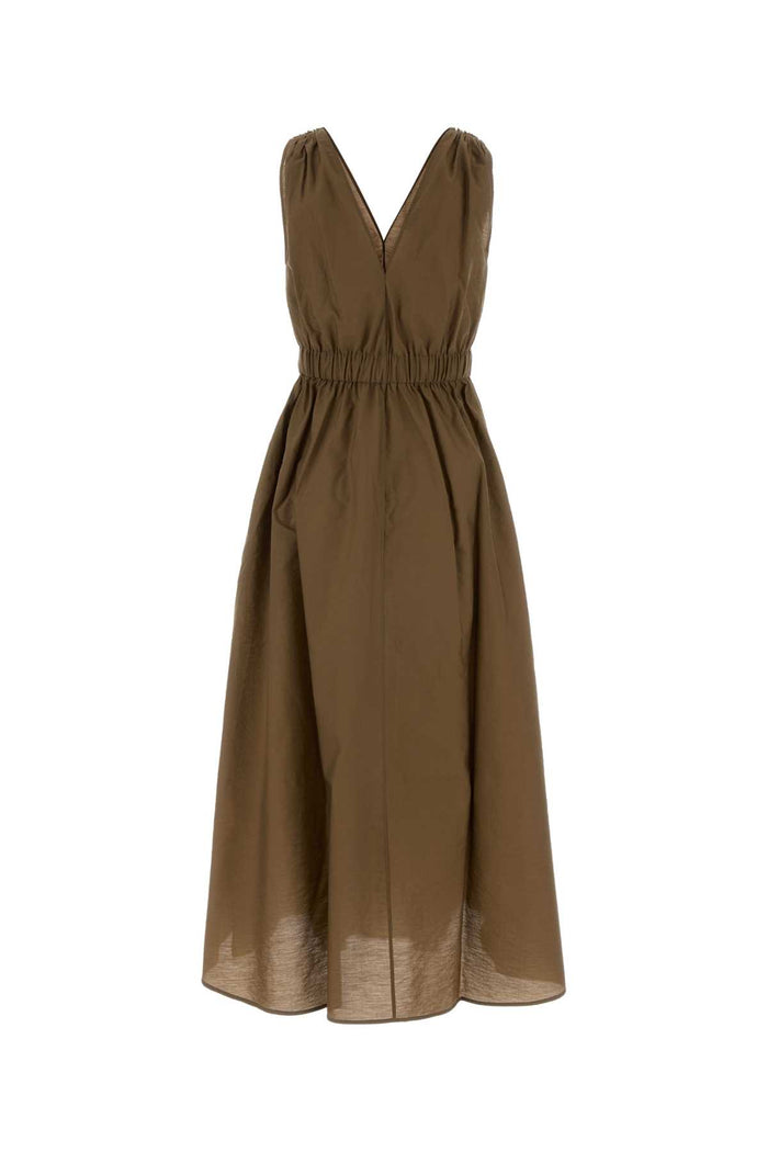 Brown Poplin Dress C9266 Exterior: Cotton Nylon Abiti
