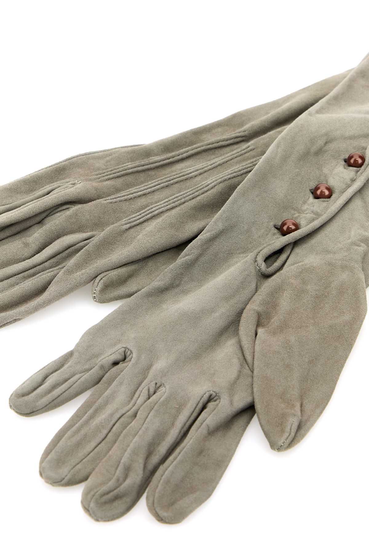 Ligh Grey Suede Long Gloves Nube Agnello Guanti