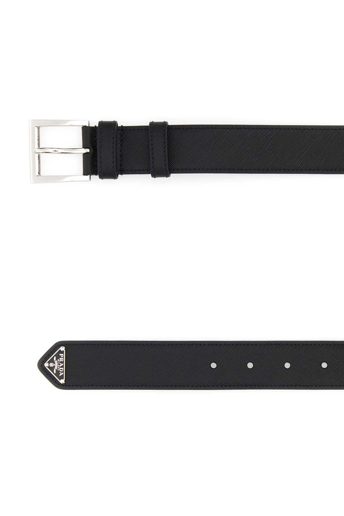 Black Leather Belt Nero Vitello Cinture