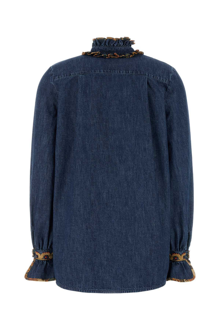Chambray Denim Blouse Mediumbluedenim Exterior: Cotton Maglie