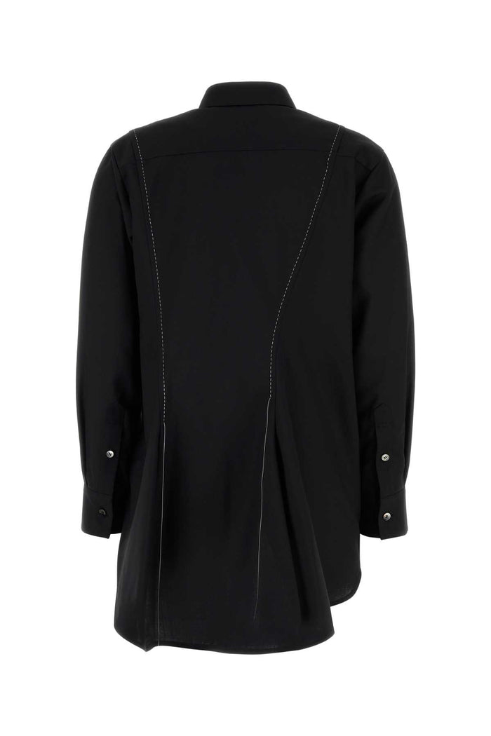 Black Polyester Blend Shirt Exterior: Wool Camicie