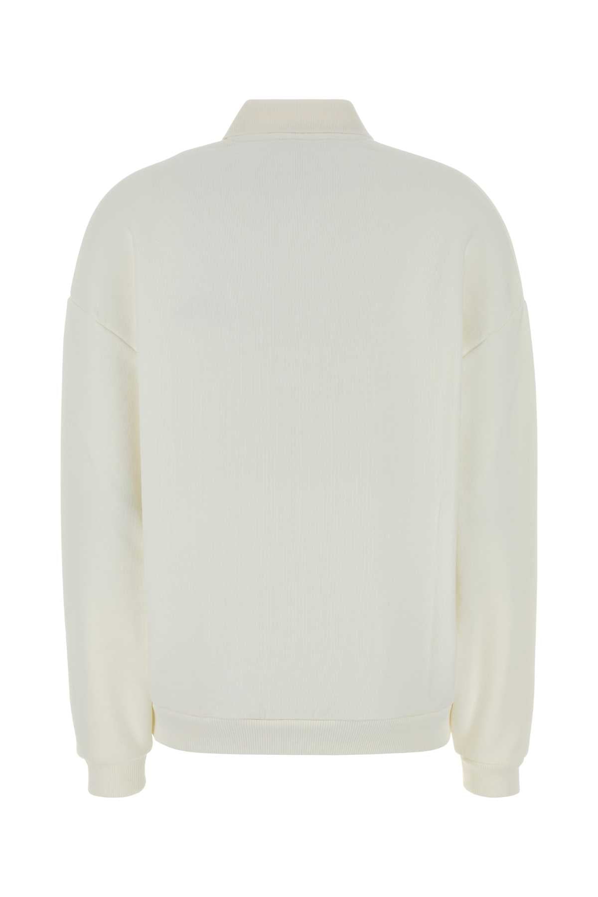 White Cotton Polo Shirt Jerseywhite Exterior: Felpe