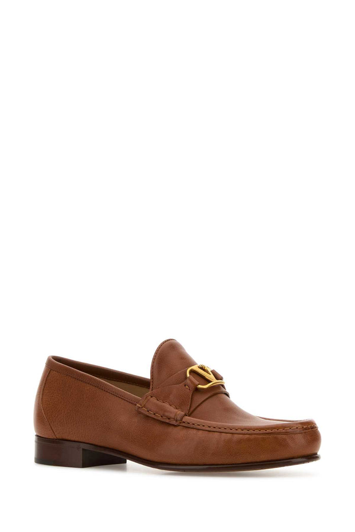 Caramel Leather Vlogo Loafers Tobacco Mocassini