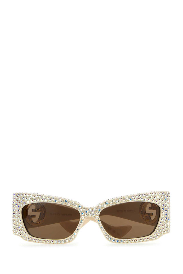 Embellished Acetate Sunglasses Ivorycrystalsbrown Occhiali Da Sole