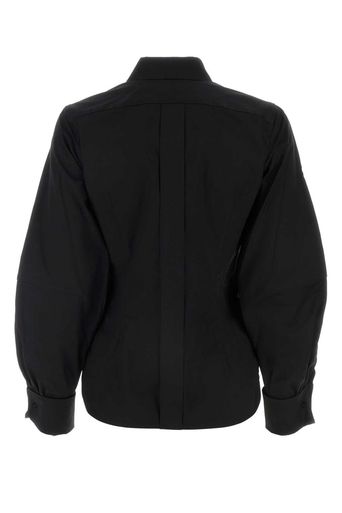 Black Stretch Poplin Pagina Shirt Nero Exterior: Cotton Elastane Camicie