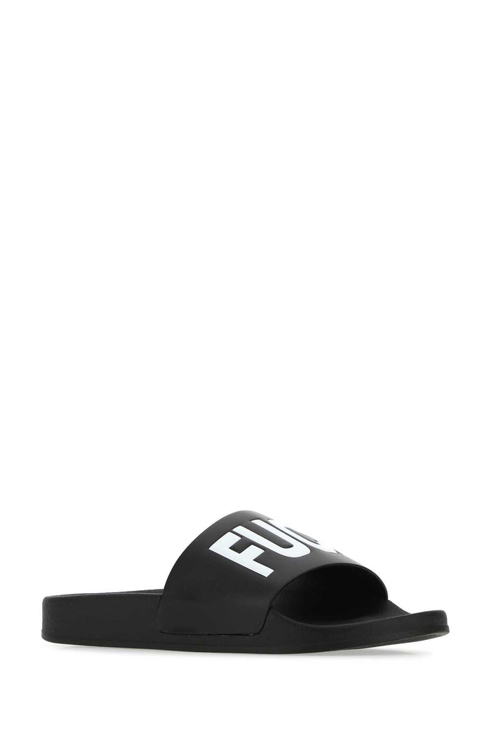 Black Rubber Slippers Blackwhite