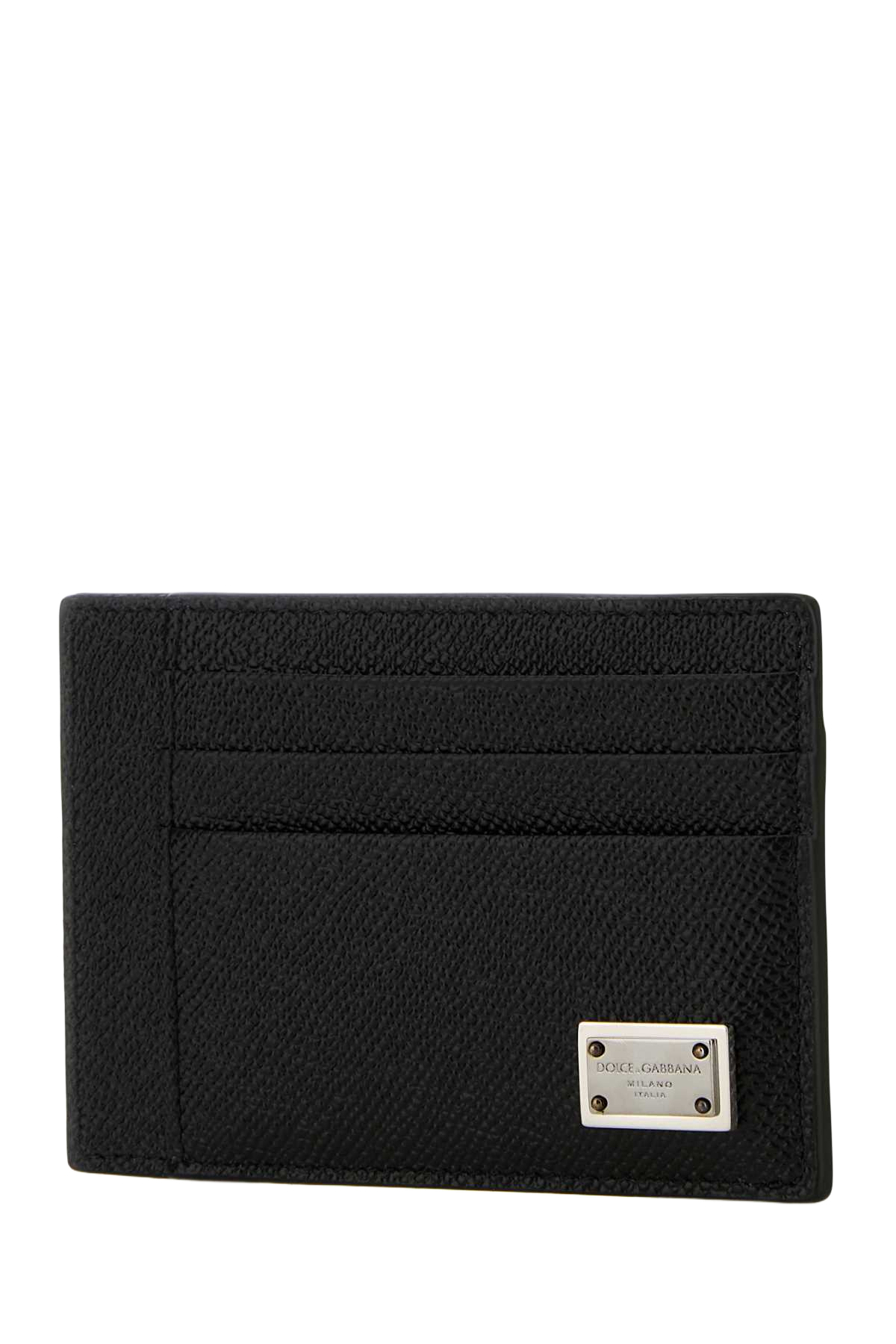 Black Leather Card Holder Nero Portafogli