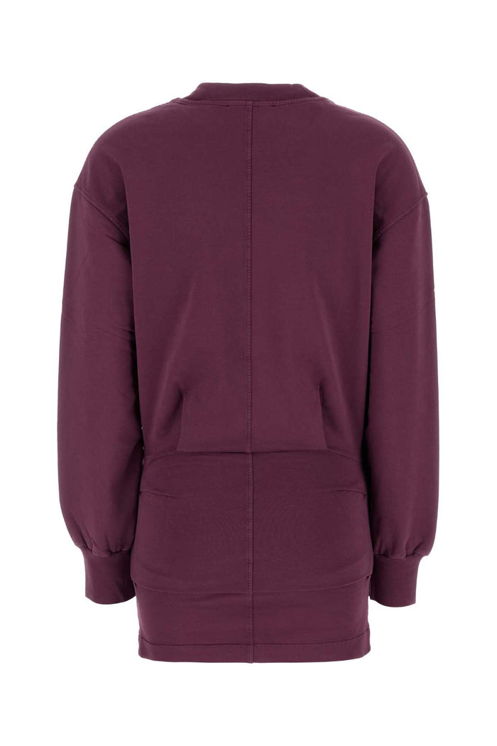 Plum Stretch Cotton Mini Dress Burgundy Abiti