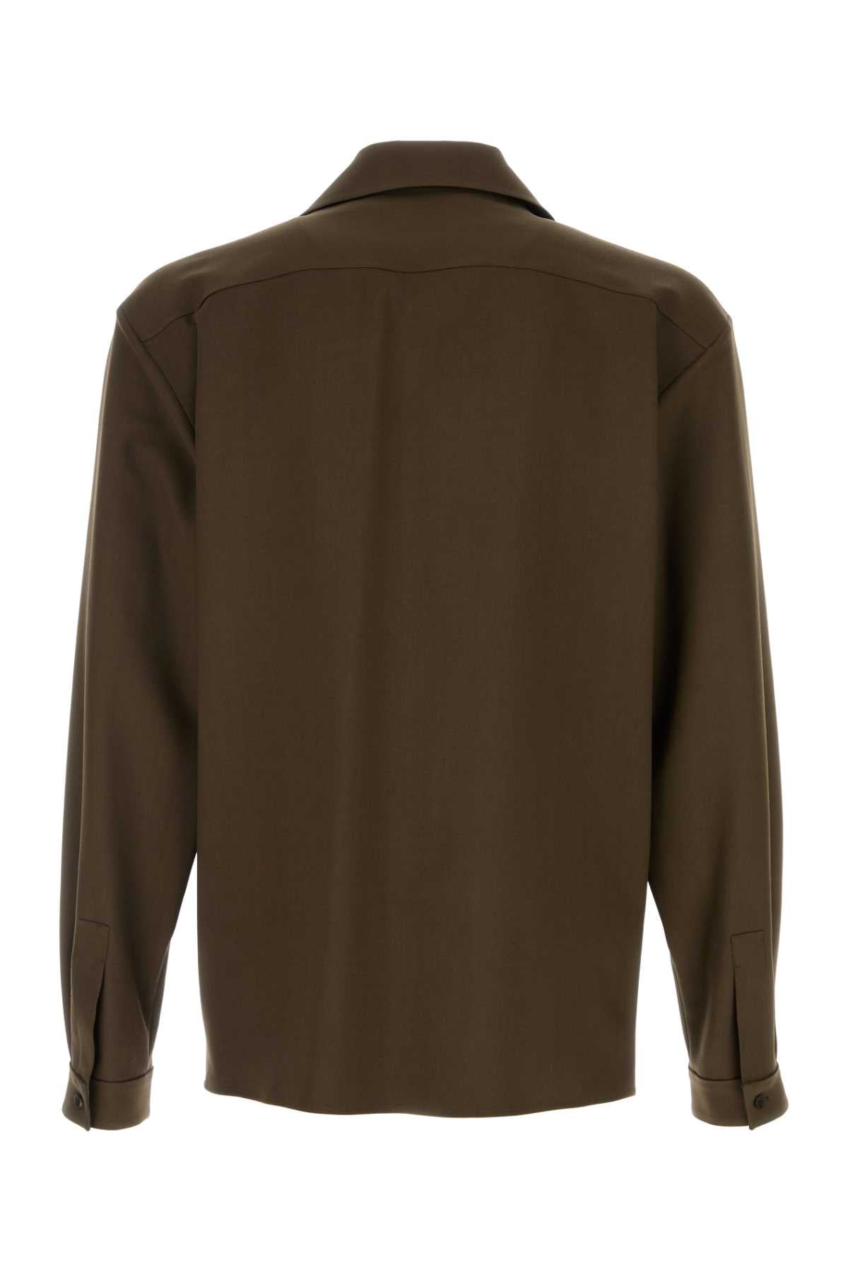 Khaki Wool Kanta Shirt Sepiakhaki Exterior: Camicie