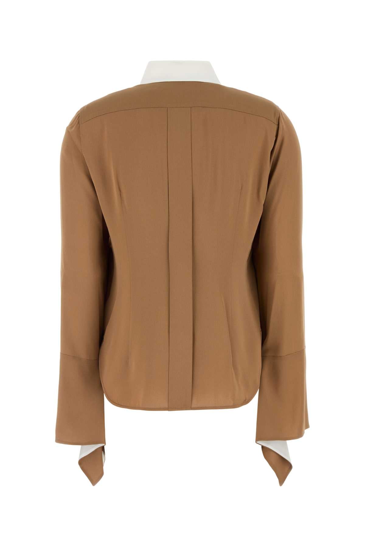 Caramel Crepe Pio Shirt Cammello Exterior: Silk Camicie