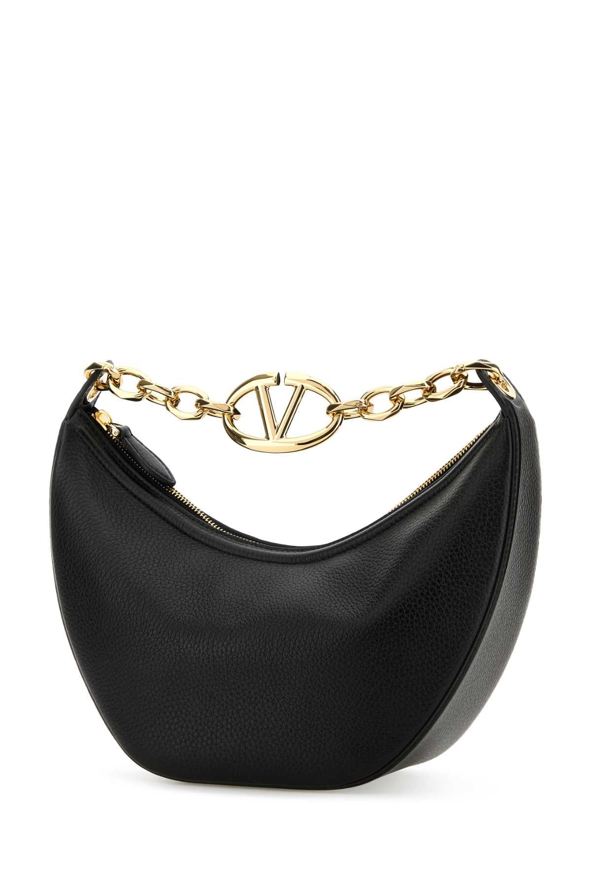 Black Leather Small Hobo Vlogo Moon Handbag Nero Borse A Mano