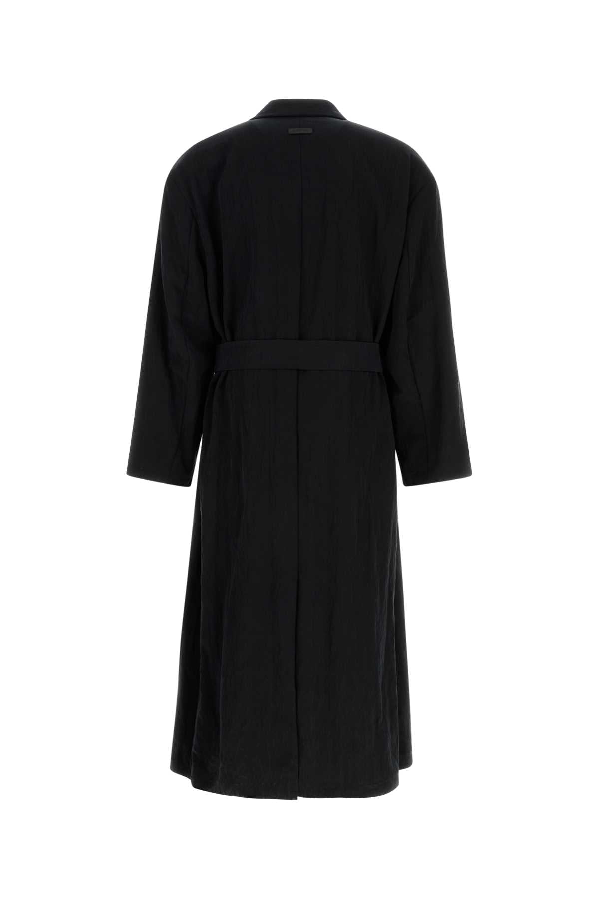 Black Lyocell Blend Trench Coat Exterior: Nylon