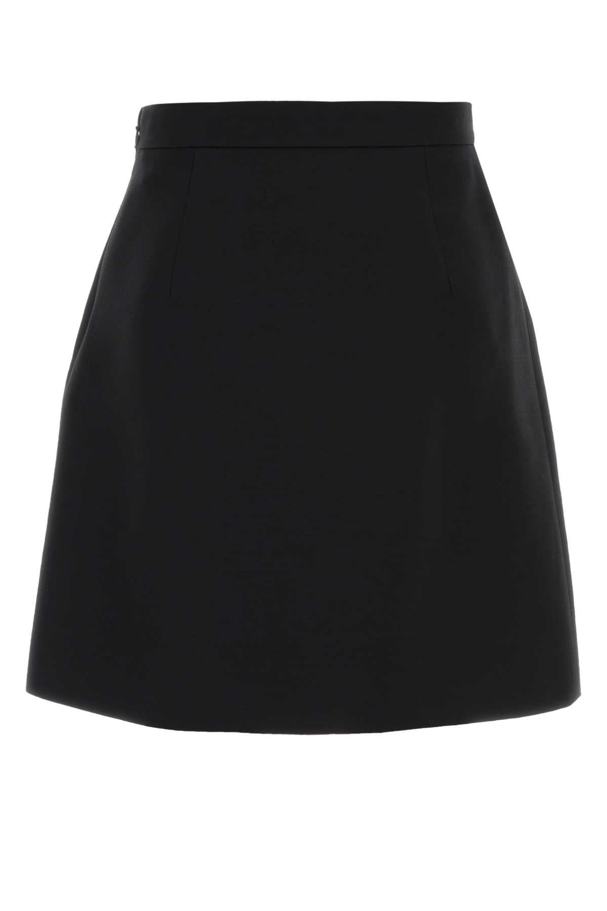 Black Crepe Couture Mini Skirt Nero Virgin Wool Silk Gonne