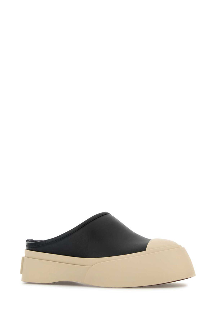 Black Leather Pablo Slippers