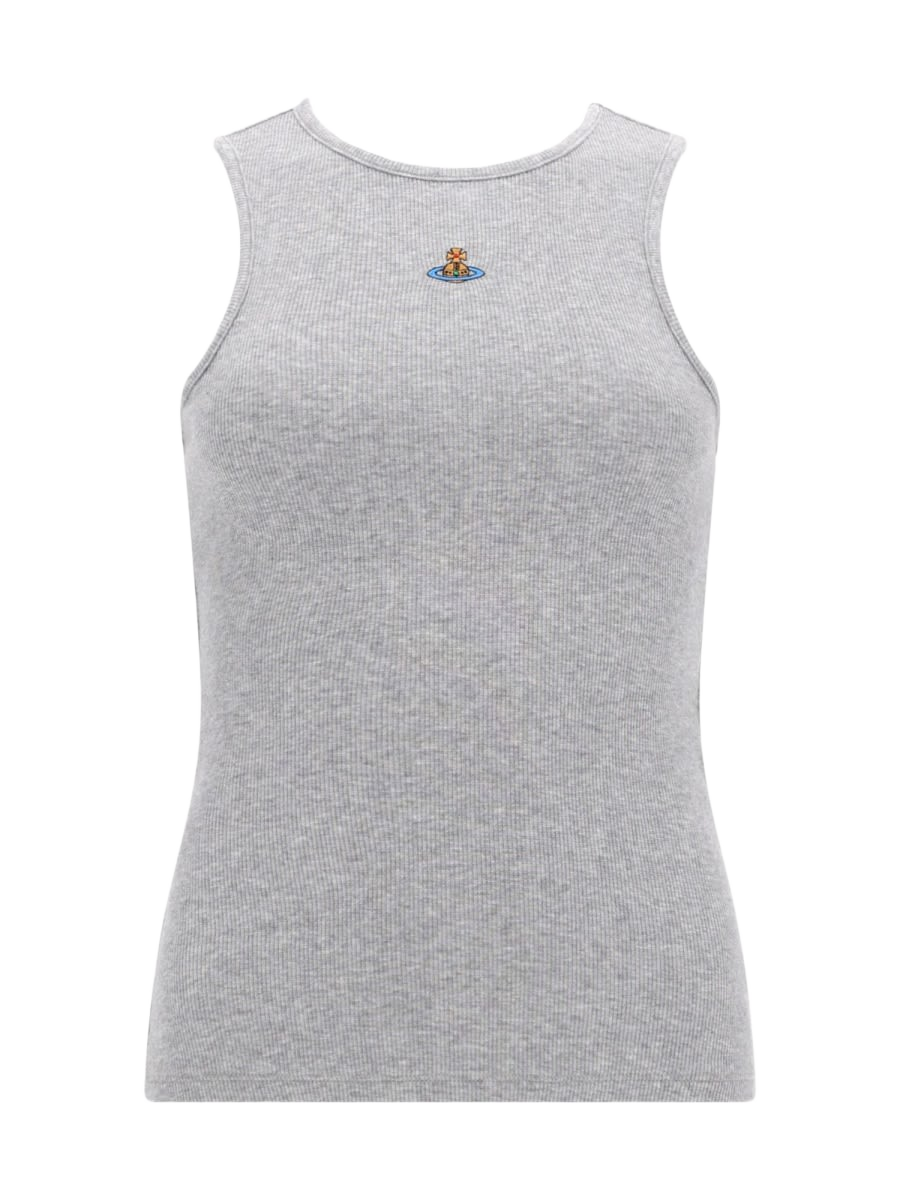 Tops With Logo Grey Cotton Elastane