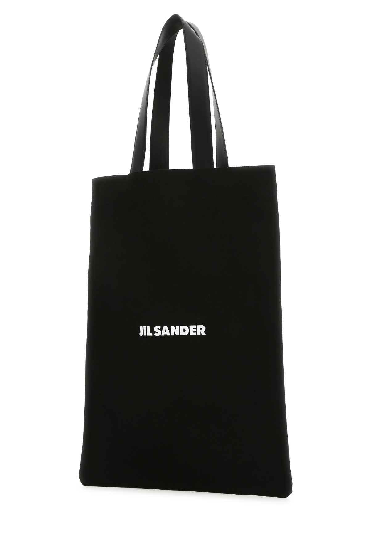 Black Canvas Shopping Bag 001 Exterior: Cotton Linen Calf Borse A Mano