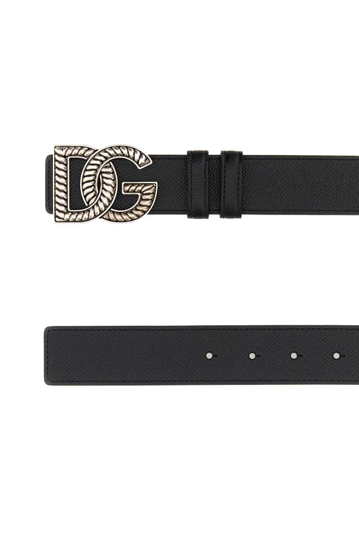 Black Leather Reversible Belt Neronero Vitello Cinture