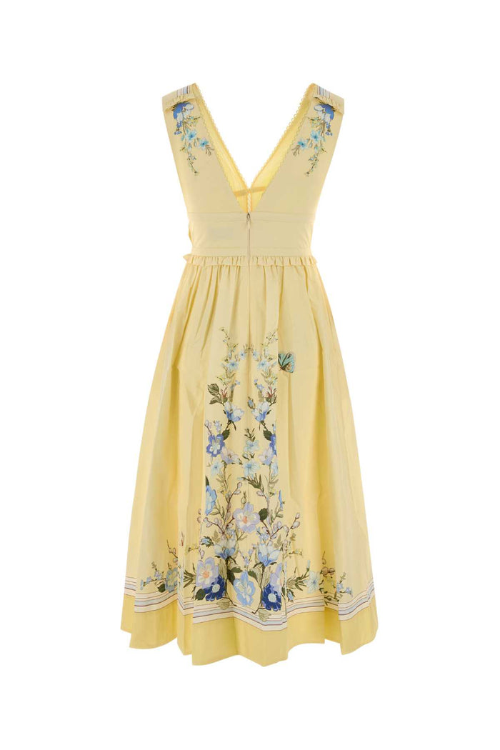 Printed Cotton Dress Yellow Exterior: Abiti
